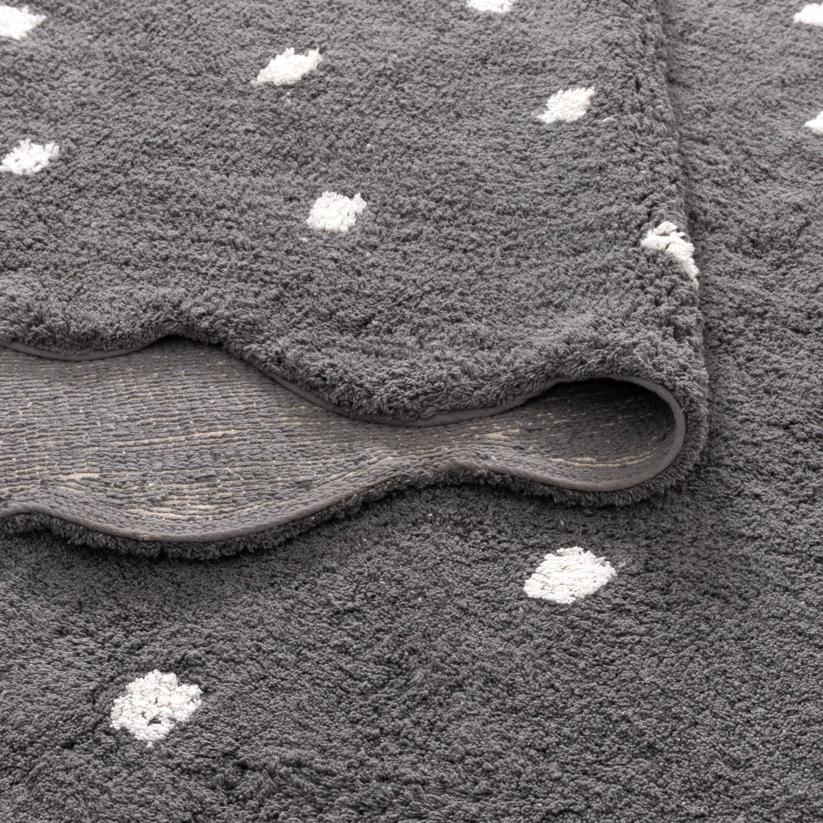 Mellow Round Scalloped Kids Rug Grey: New Arrival