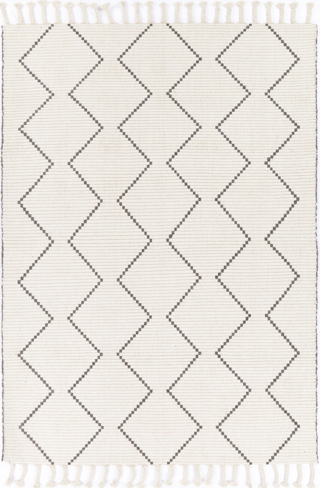 Goa Zig-Zag Wool Blend Cream Rug
