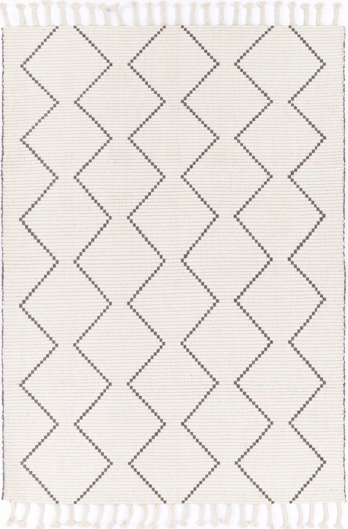 Goa Zig-Zag Wool Blend Cream Rug