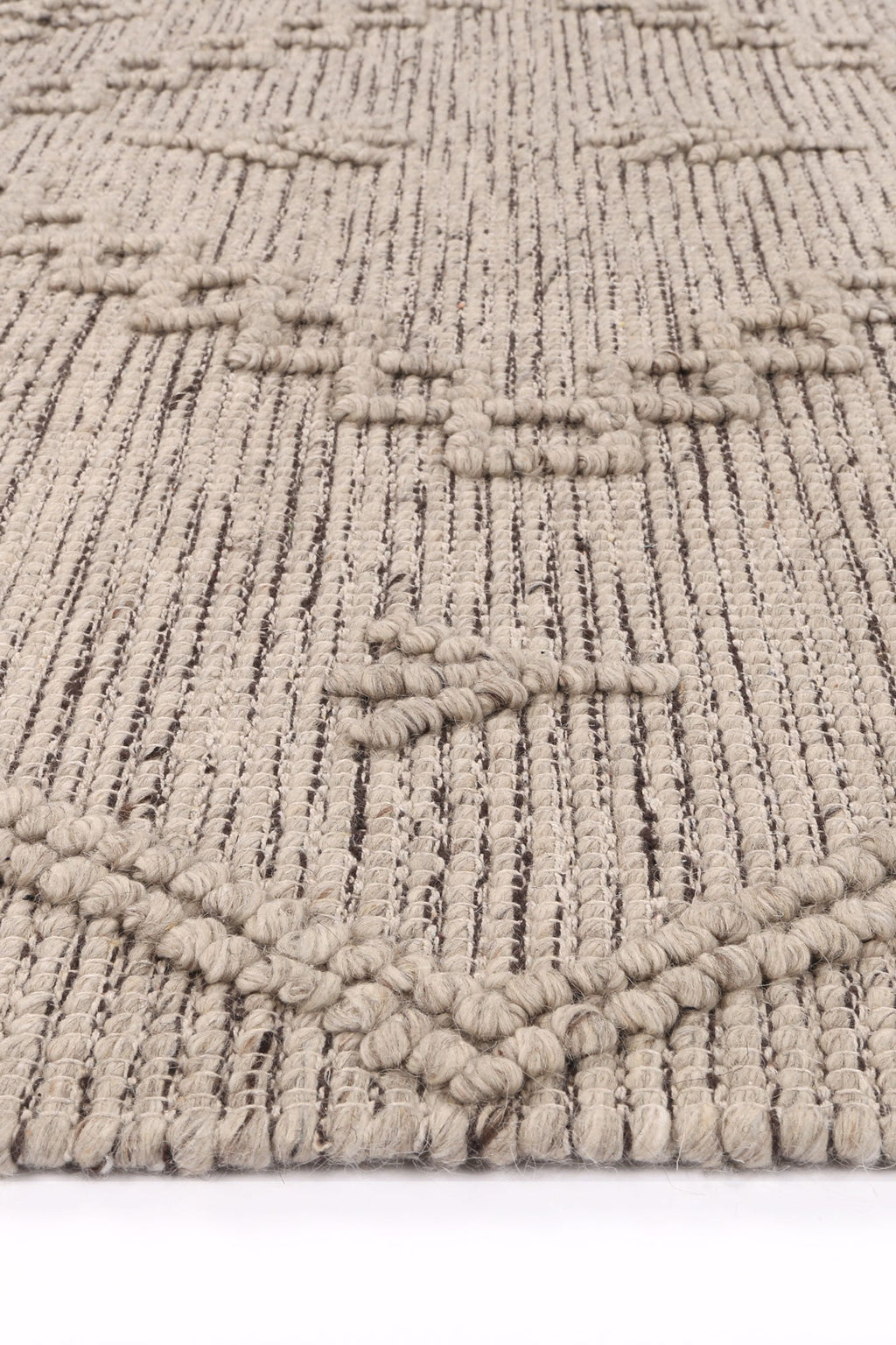 Goa Aztec Wool Blend Ash Rug (No Tassel)