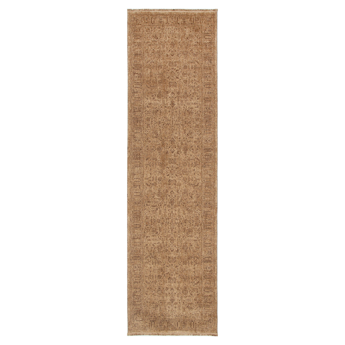Heritage Distressed Border Mustard Runner- H105: (Different Tassel)