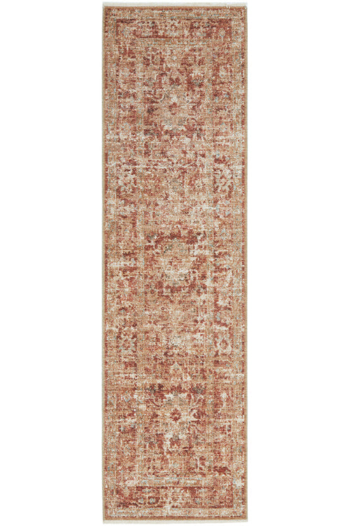 Agedale 03 Brick Antique Inspired Textured Power Loomed Hallway Runner