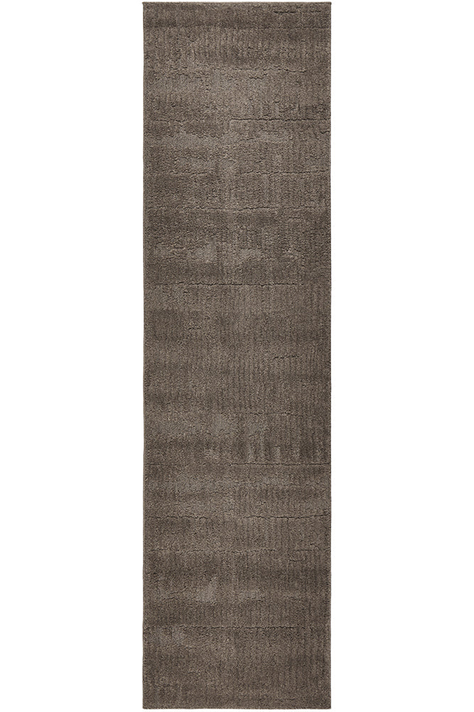 Serenwood Aliya Mocha Subtle Textured Polyester Rug & Runner 12mm Thick