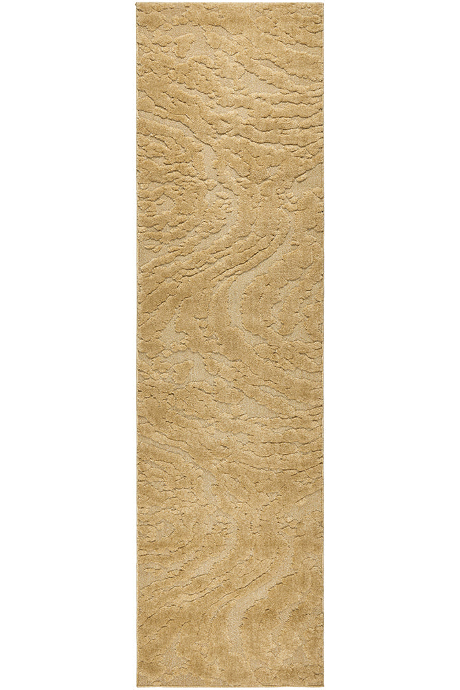 Serenwood Nyla Gold Organic Textured Polyester Rug & Runner 12mm Thick