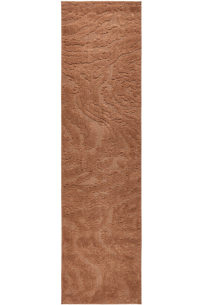 Serenwood Nyla Rust Organic Textured Polyester Rug & Runner 12mm Thick