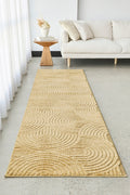 Serenwood Zina Gold Curved Geometric Polyester Hallway Runner 12mm Thick