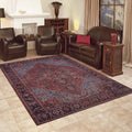 Brackenhall 2019 Red Distressed Persian Medallion Printed Polyester Chenille Rug