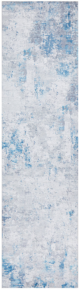 Mosaelle 132 Blue Mottled Polyester Rug & Runner