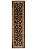 Istanbul Traditional Floral Pattern Runner Rug Black