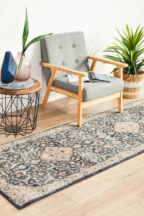Antiqua 858 Midnight Distressed Oriental Polypropylene Hallway Runner