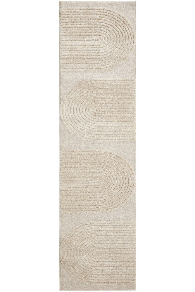 Arcadia Abbey Beige Arch High Low Rug & Runner 12mm Thick