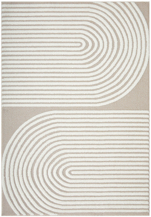 Arcadia Abbey Beige White Arch High Low Rug & Runner 12mm Thick