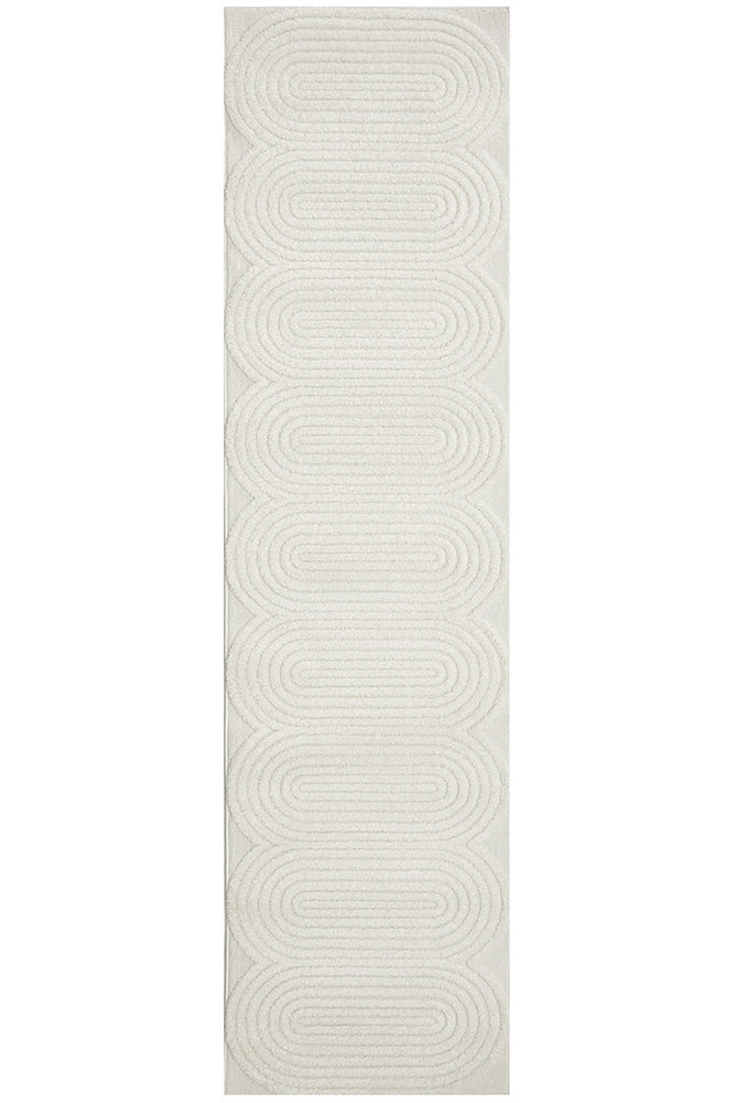 Arcadia Carl White Mid Century Oval High Low Rug & Runner 12mm Thick