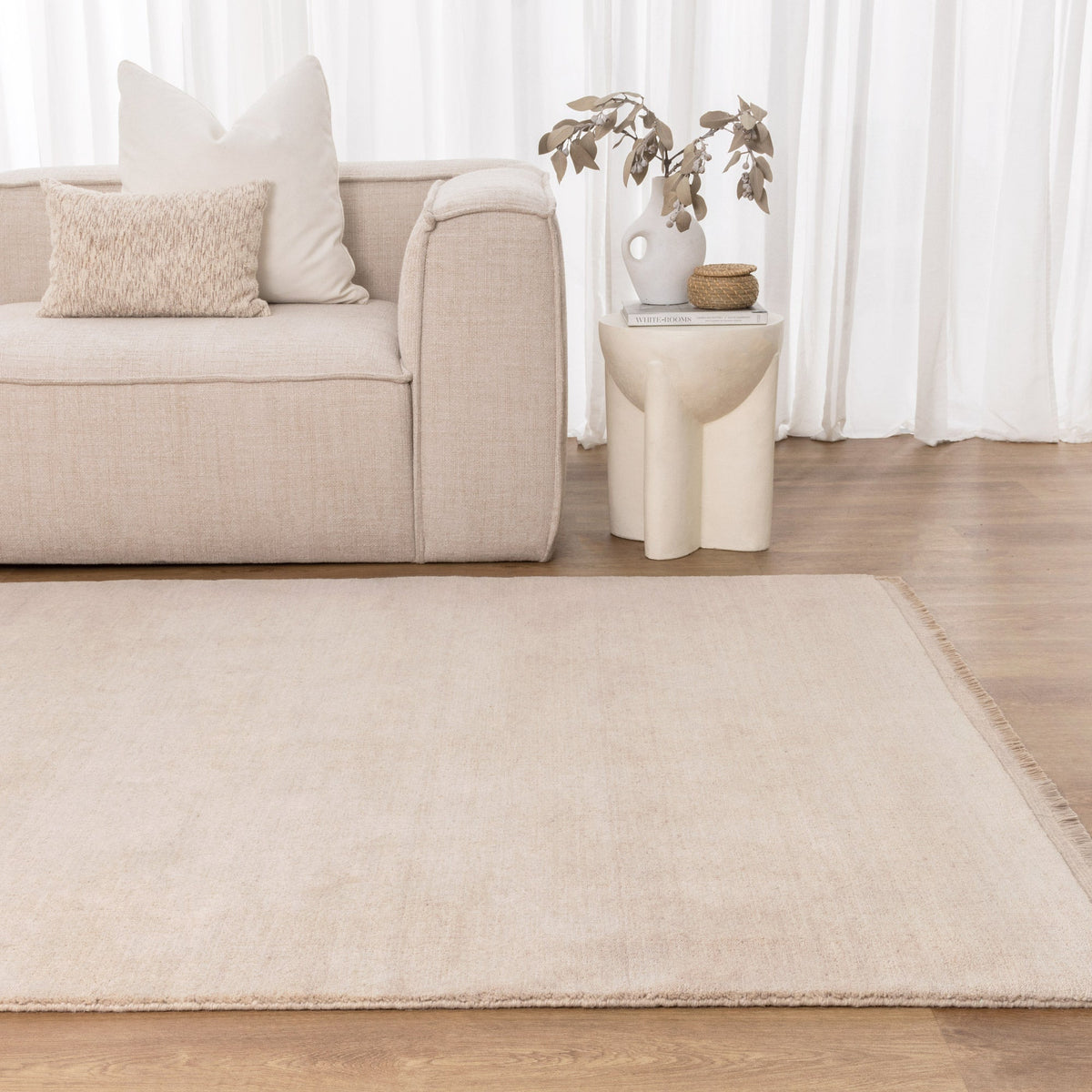 Charleston Hand-Knotted Wool Rug Beige
