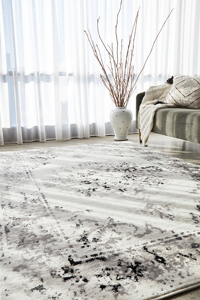 Alexa Transitional Rug White Grey Black
