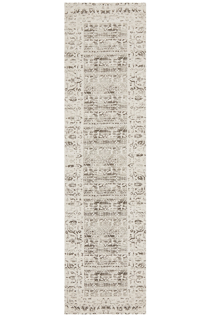 Autumne 88 Silver Transitional Jacquard Cotton Chenille Rug & Runner