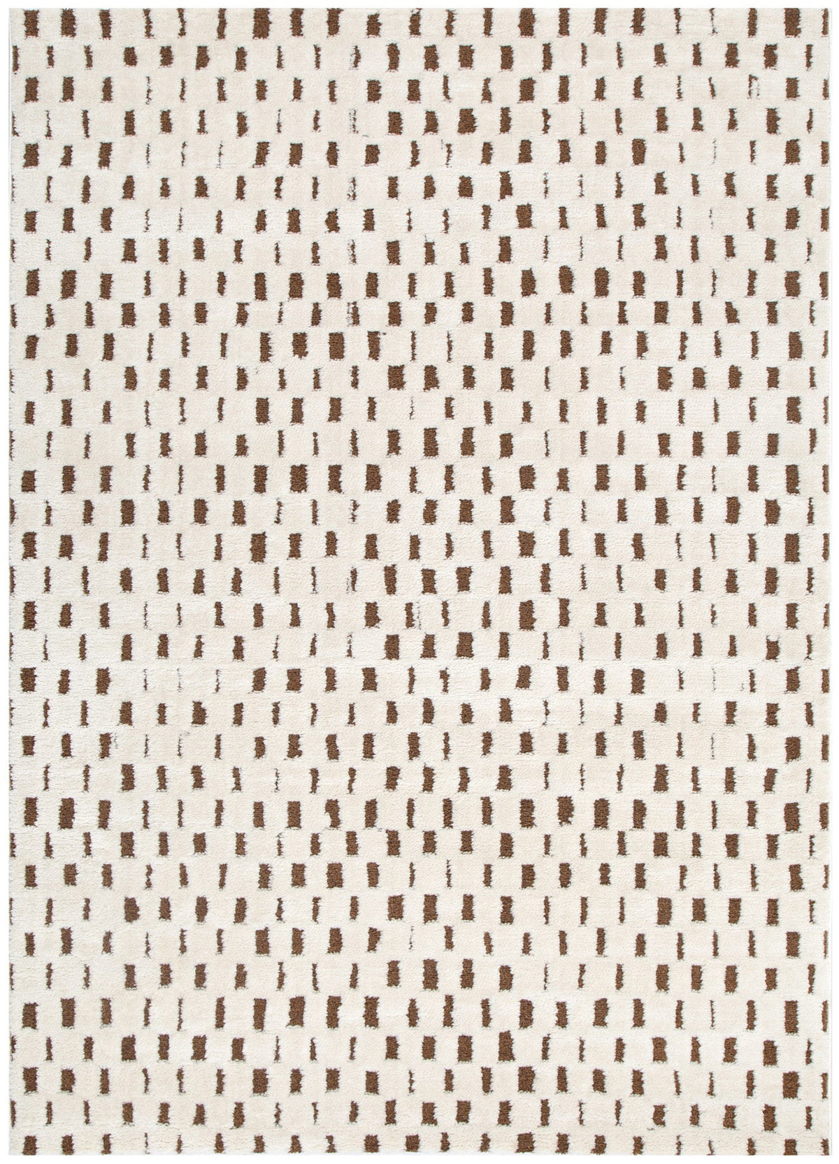 Mila Monochrome Squares Brown and Cream Rug - MIL3