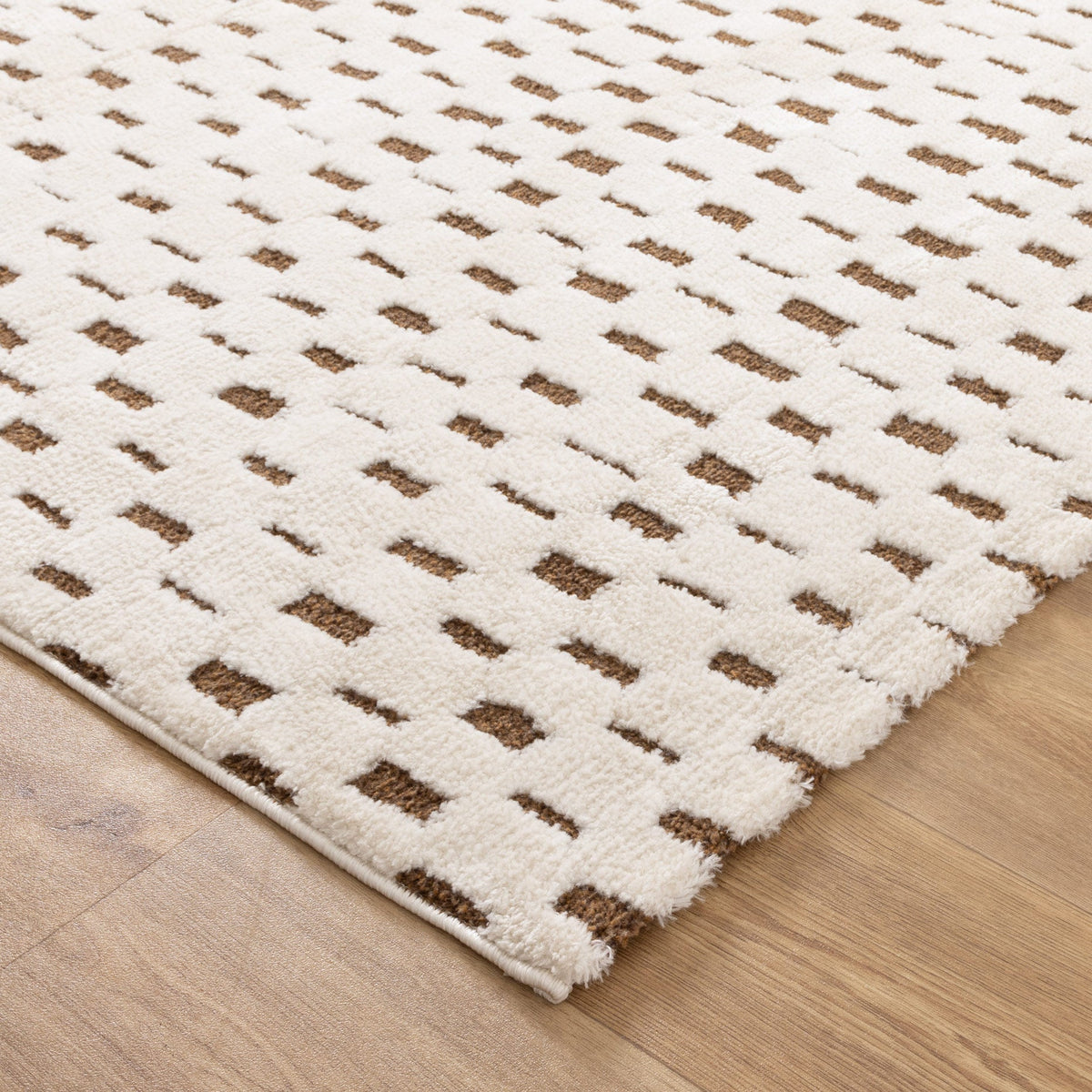 Mila Monochrome Squares Brown and Cream Rug - MIL3