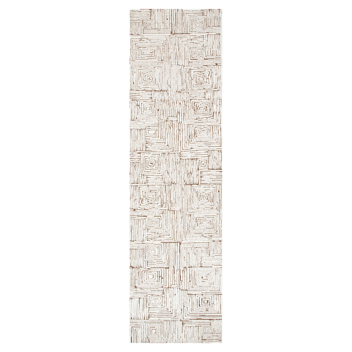Mila Geometric Squares Cream Brown Rug - MIL8: New Arrival
