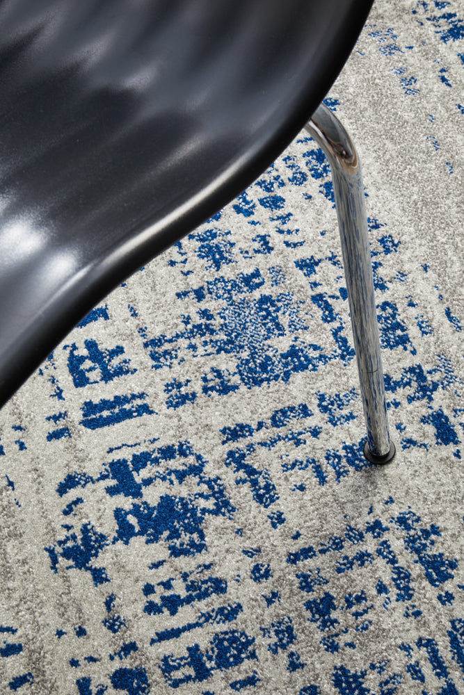 Mirage Ashley Abstract Modern Blue Grey Round Rug