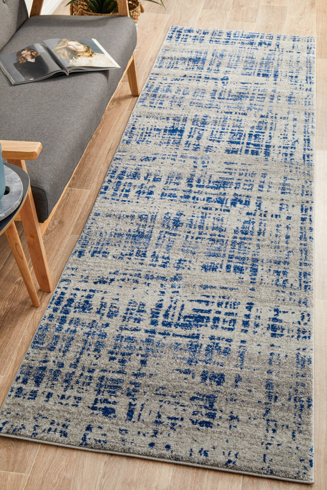 Mirage Ashley Abstract Modern Blue Grey Runner Rug