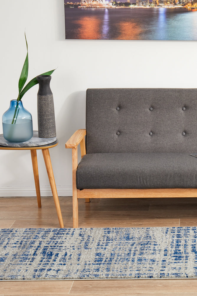 Mirage Ashley Abstract Modern Blue Grey Runner Rug
