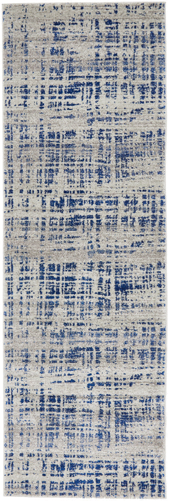 Mirage Ashley Abstract Modern Blue Grey Runner Rug