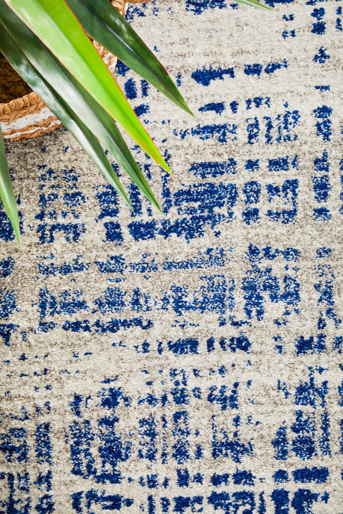 Mirage Ashley Abstract Modern Blue Grey Runner Rug