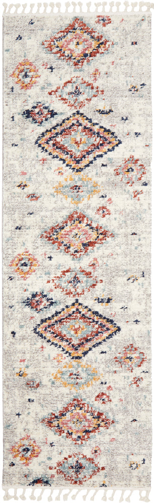Zahara 222 Silver Moroccan Tribal Geometric Polypropylene Rug & Runner