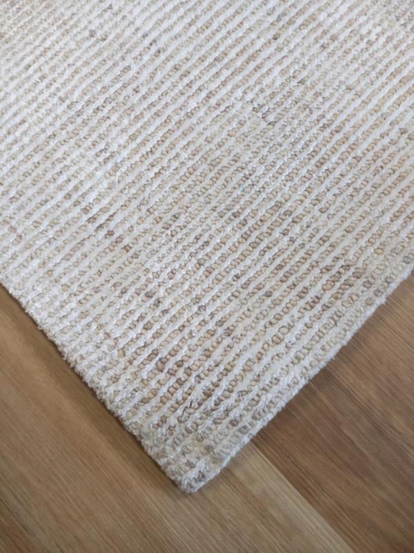 Fine Wool & Viscose Handwoven Extreme Softness Textured Area Rug 15mm Thick Cream
