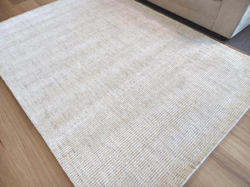 Fine Wool & Viscose Handwoven Extreme Softness Textured Area Rug 15mm Thick Cream