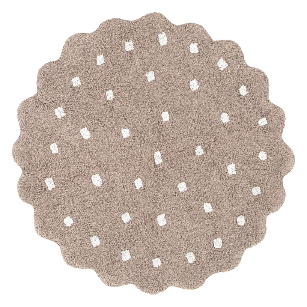 Mellow Round Scalloped Kids Rug Mushroom Beige: New Arrival
