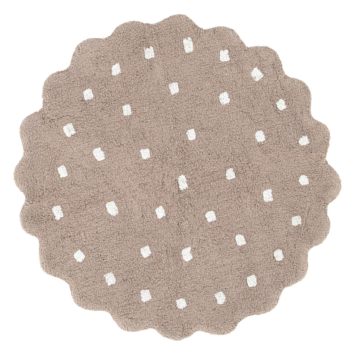 Mellow Round Scalloped Kids Rug Mushroom Beige: New Arrival
