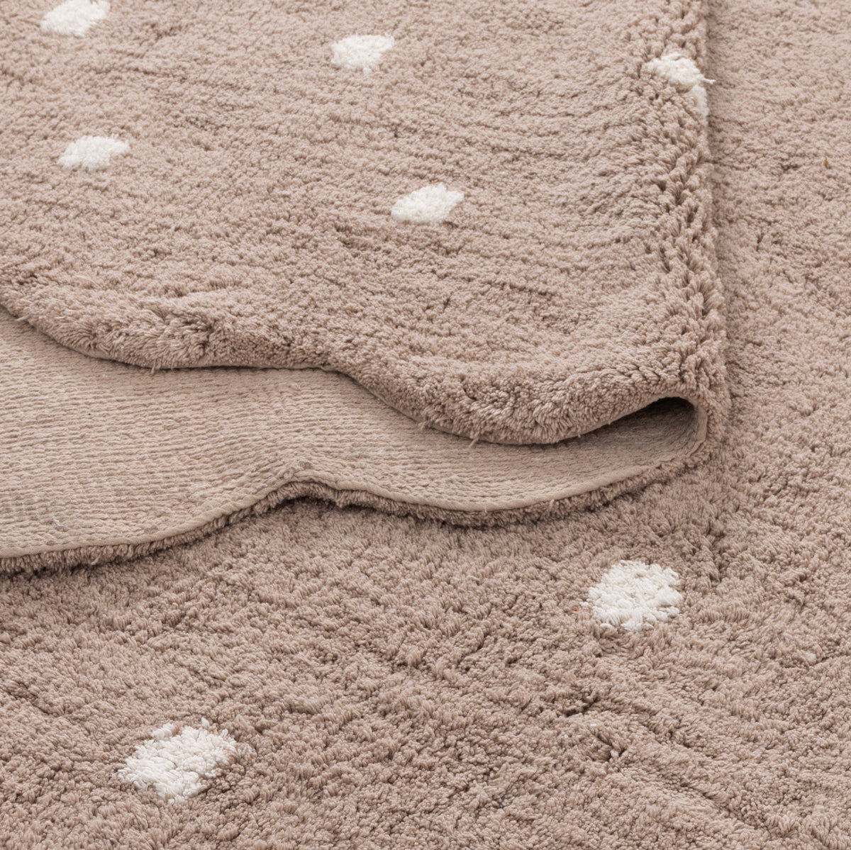 Mellow Round Scalloped Kids Rug Mushroom Beige: New Arrival