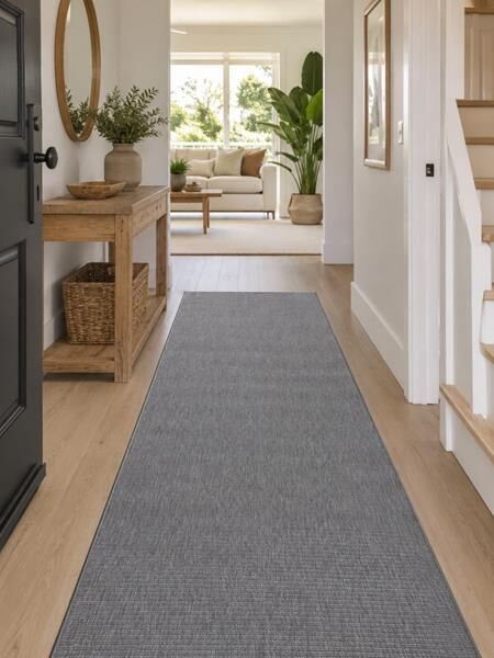 Sisal Look Indoor Outdoor Runner by the Meter Silver Grey 80cm 1m or 1.2m Wide Flat-weave