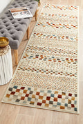 Oxford Squares Bone Runner Rug