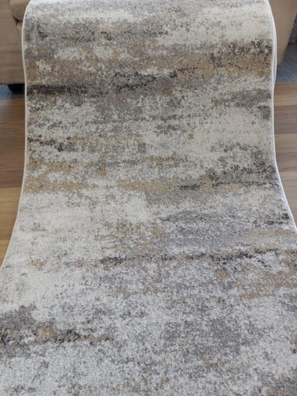 Clearance Hall Runners Modern Madeline Grey Gold Abstract 80cm Wide End of Roll Edged