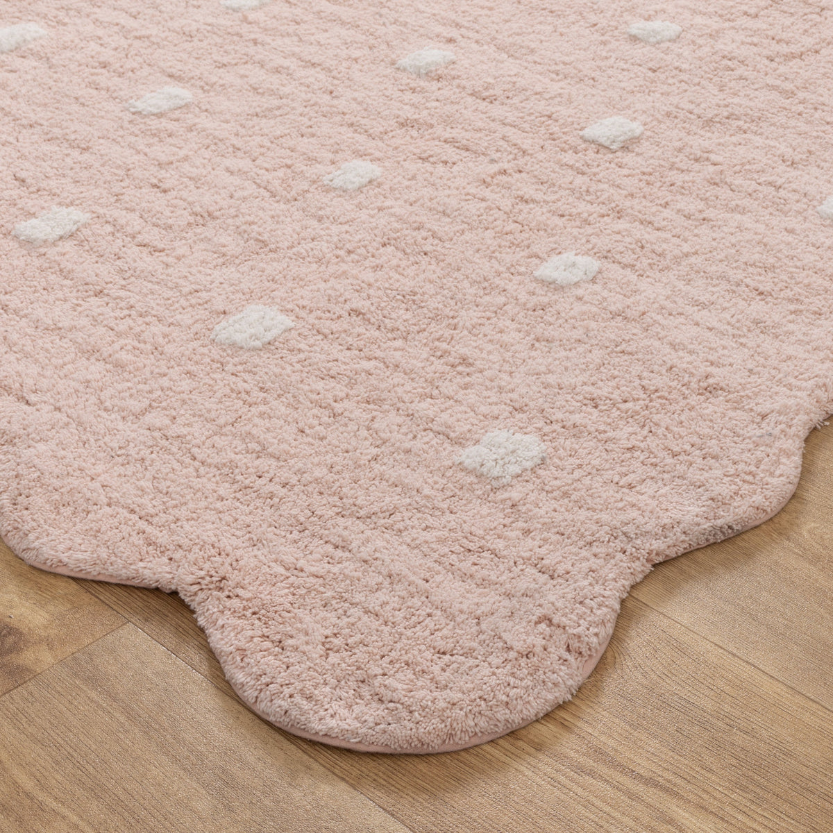 Mellow Round Scalloped Kids Rug Blush Pink: New Arrival
