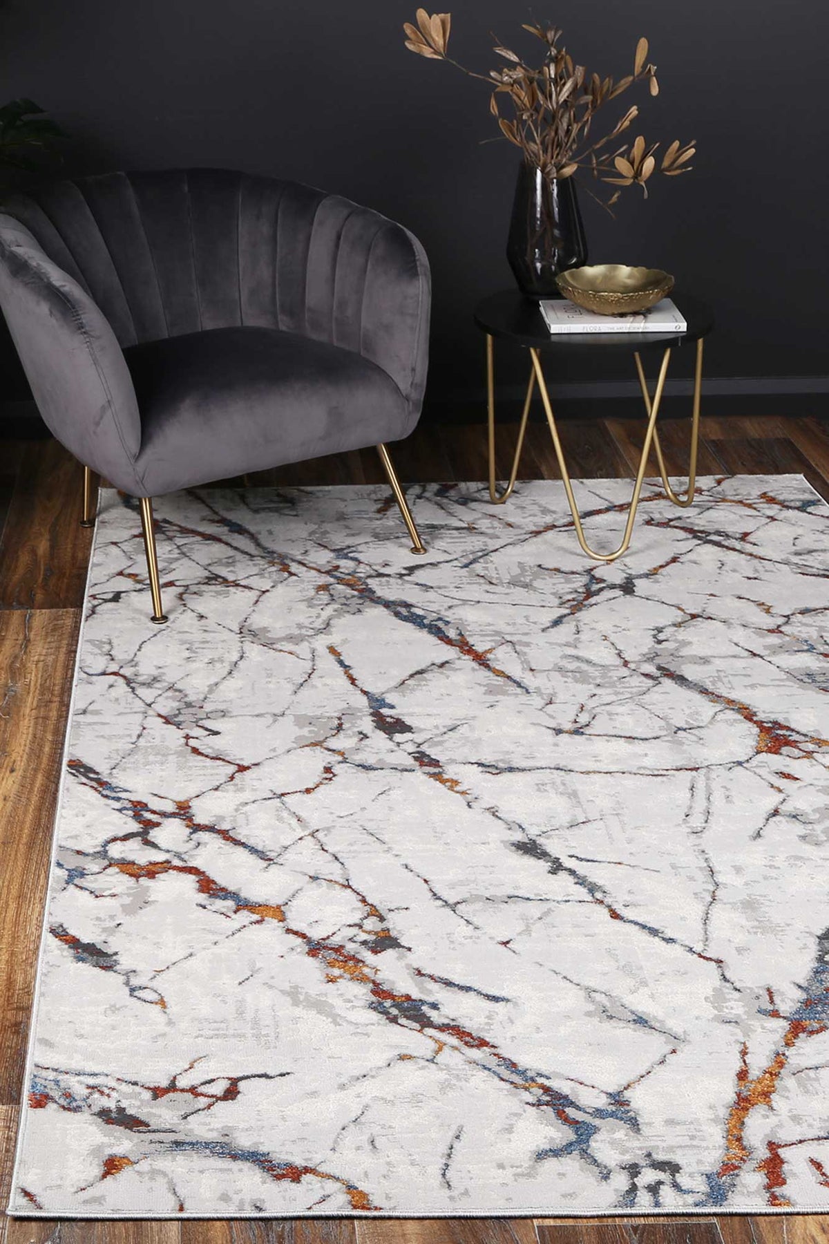 Porto Vincent Grey & Multi Abstract Rug