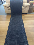 Rubber Back Hall Runner Charcoal Argyle 67cm Wide by the meter
