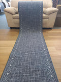 Rubber Back Hall Runner Grey Argyle 67cm Wide by the meter