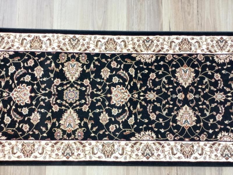 Hall Runner 80cm Wide Heritage Black All Over by the Meter Soft Feel Pile