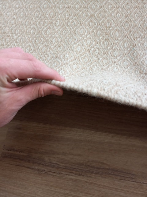 Flatweave Wool Rugs Durrie Beige Cream Diamonds 160x230cm
