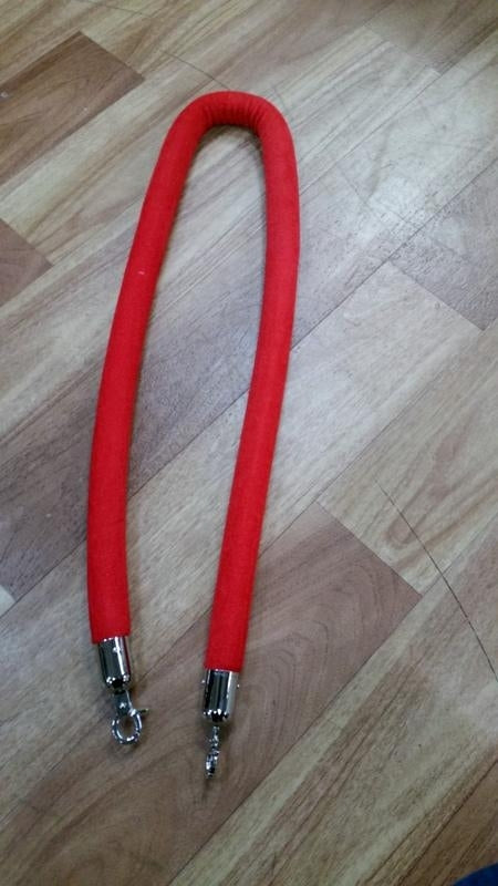 Velvet Rope Silver Hook End 32mm x 1.5M For Bollard Queue Stanchion Red Blue White or Black