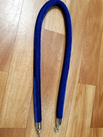 Velvet Rope Silver Hook End 32mm x 1.5M For Bollard Queue Stanchion Red Blue White or Black