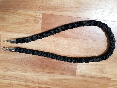 Silky Braided Rope 32mm x 1.5m Silver End for Barrier Crowd Bollards Red Gold Black Blue White or Silver