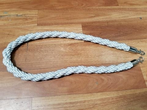 Silky Braided Rope 32mm x 1.5m Silver End for Barrier Crowd Bollards Red Gold Black Blue White or Silver