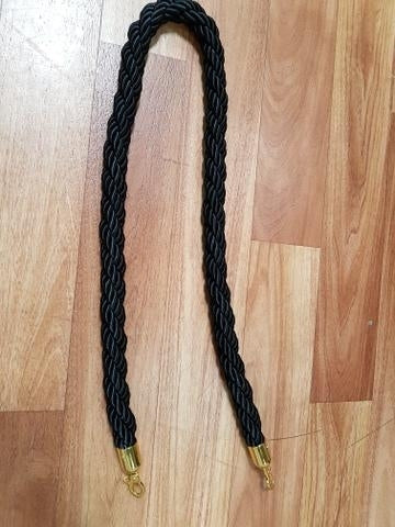 Silky Twist Braided Rope 32mm x 1.5m Gold End for Barrier Crowd Control Bollards Gold Black or Red