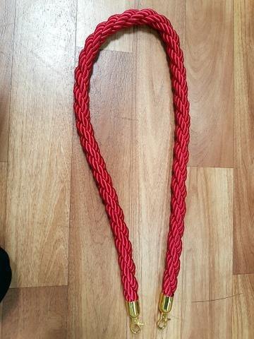Silky Twist Braided Rope 32mm x 1.5m Gold End for Barrier Crowd Control Bollards Gold Black or Red