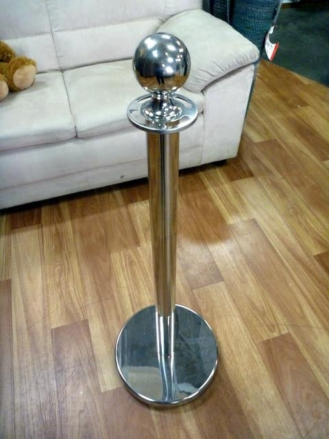 3 Stainless Steel Queue Barrier Bollard Posts & 2 Velvet Cord Ropes Package Deal - Instore Only